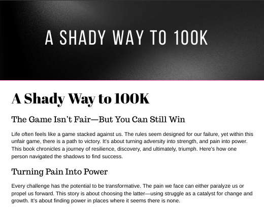 A SHADY WAY TO 100K—The Game Isn’t Fair, But You Can Still Win (Ebook)